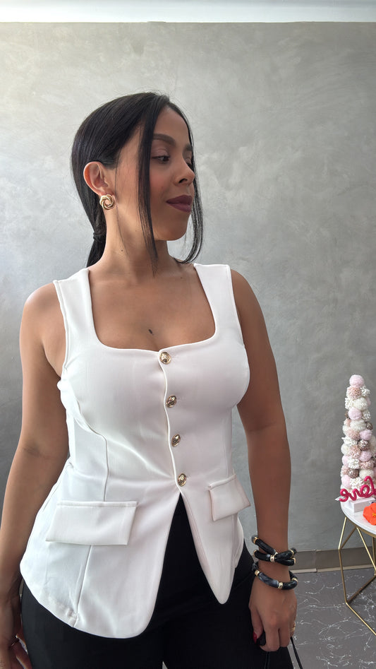 White formal vest