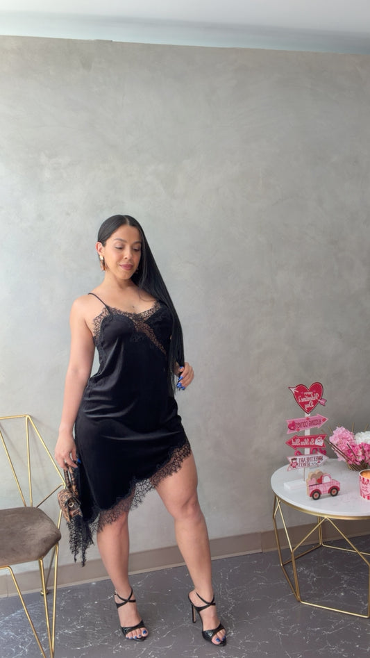 Black Lace V Dress