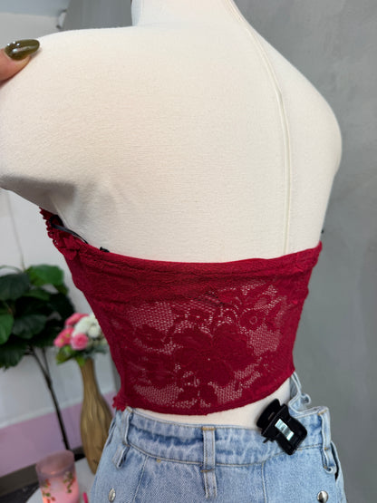 Red lace/flower corset top