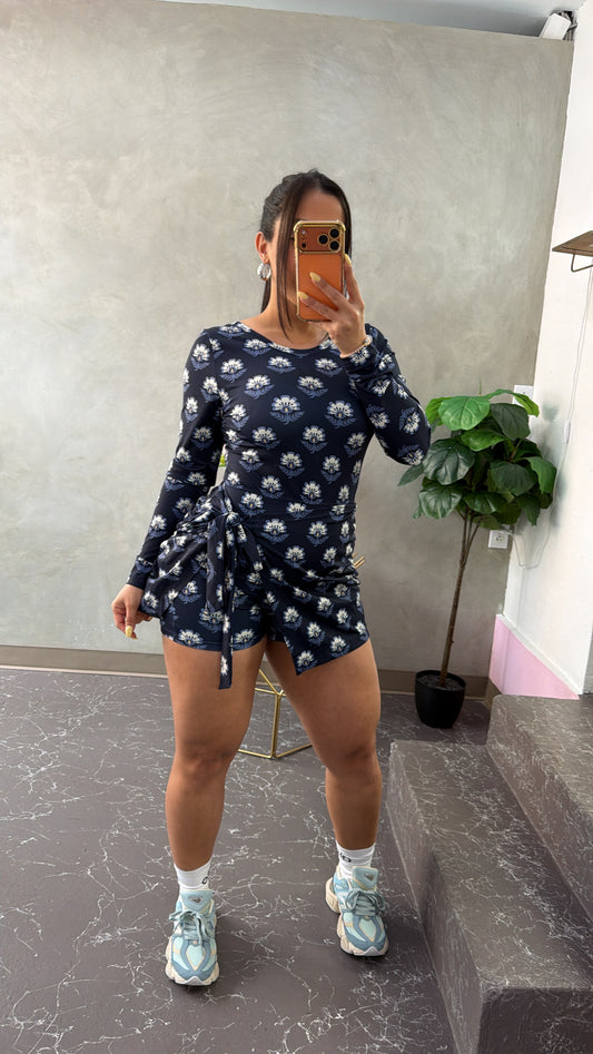 Navy Bloom Romper