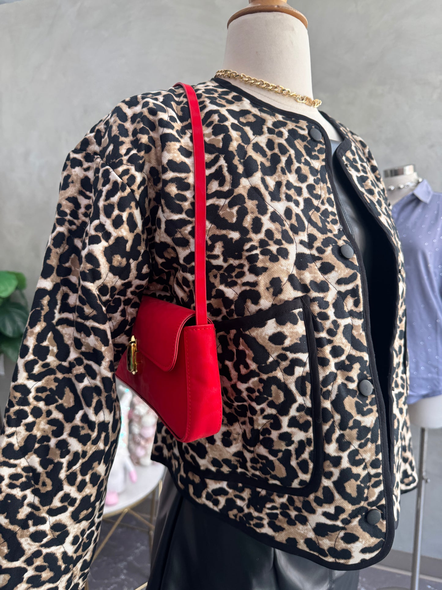 Leopard puff jacket