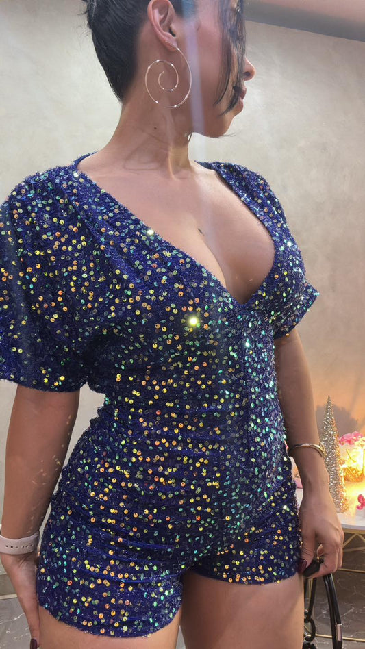 Blue Sequin Romper