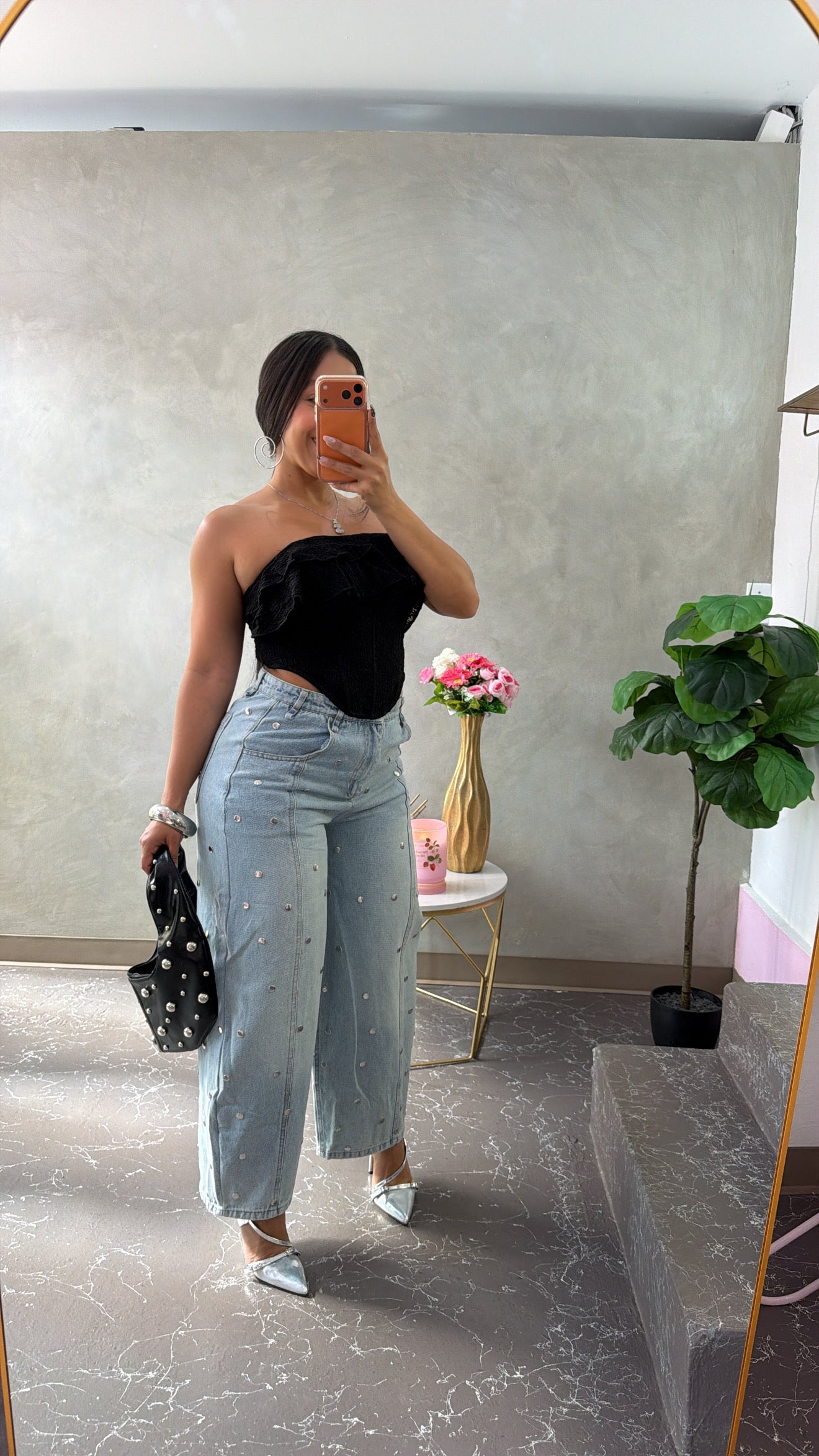 Studded Barrel Jean