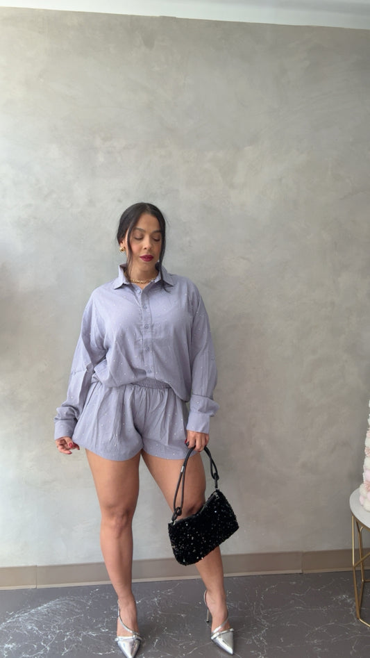 Diamond detail blouse set