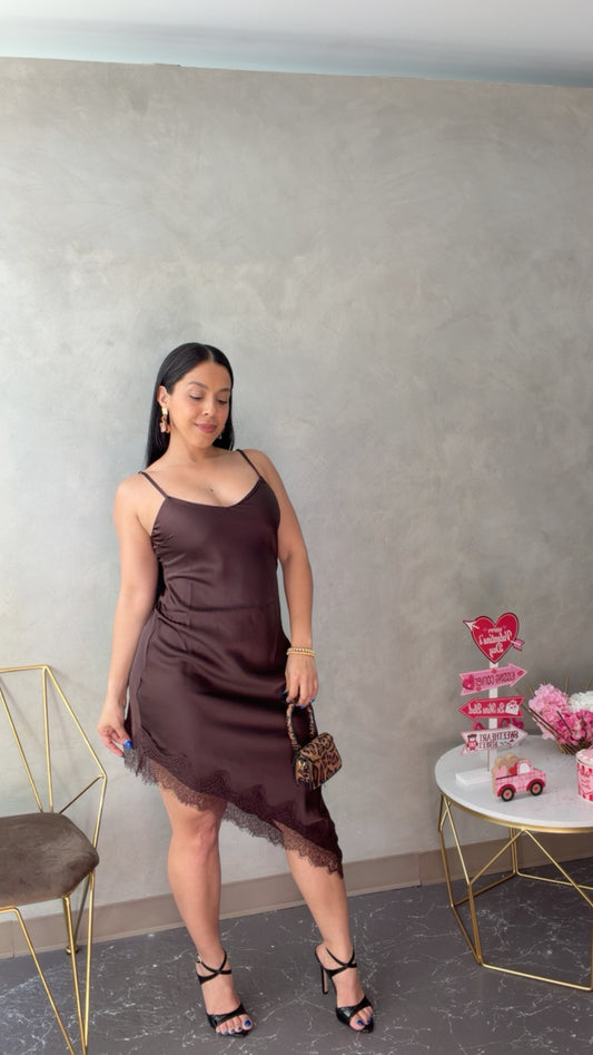 Satin & Lace V Dress