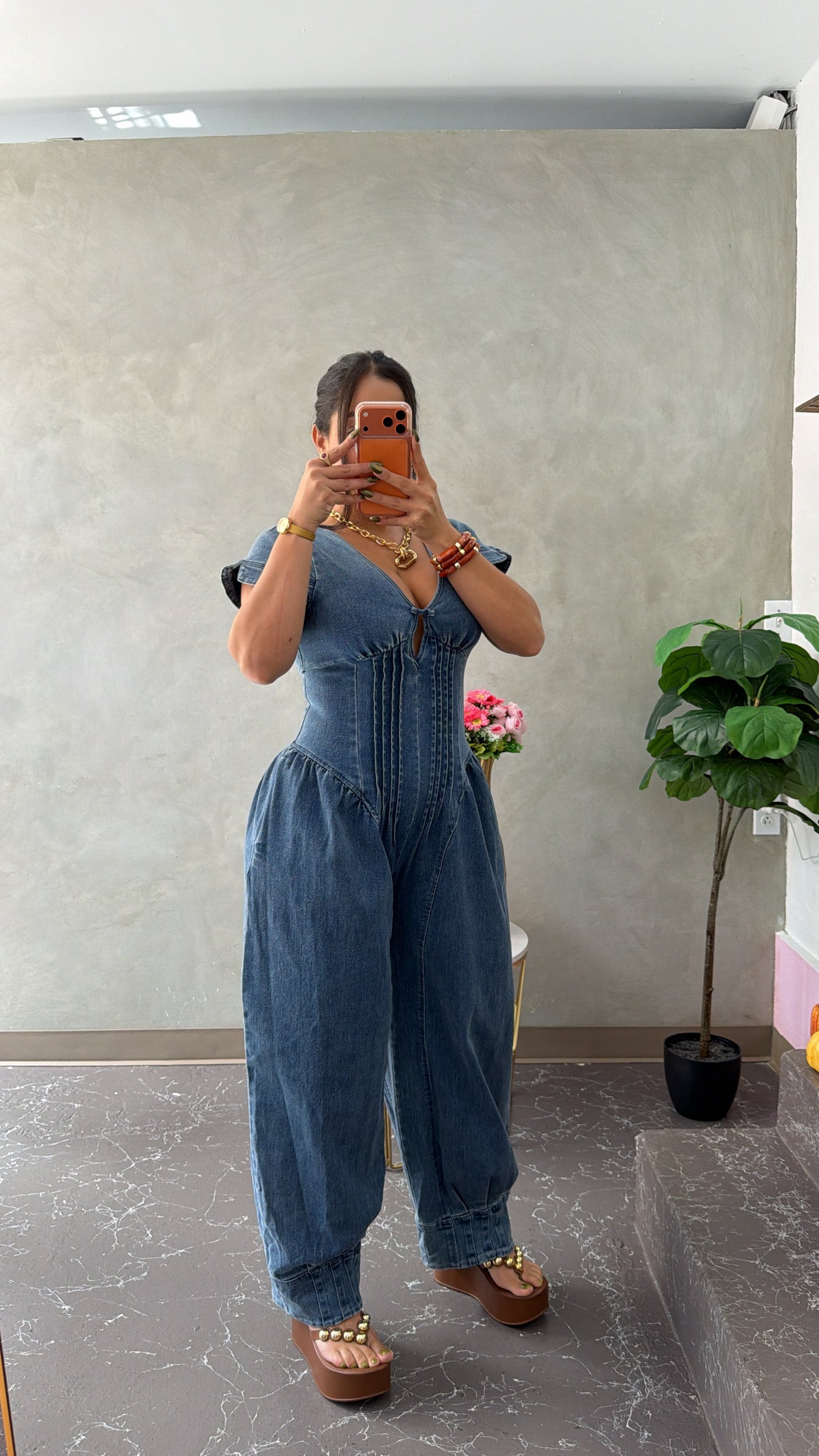 Denim Barrel Jumpsuit