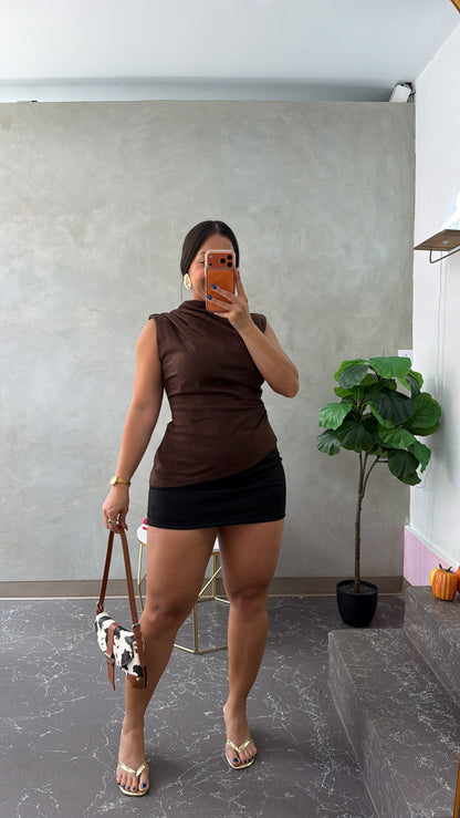 Basic velvet mini skirt