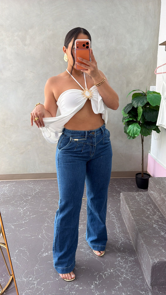 Medium Rise Straight Denim