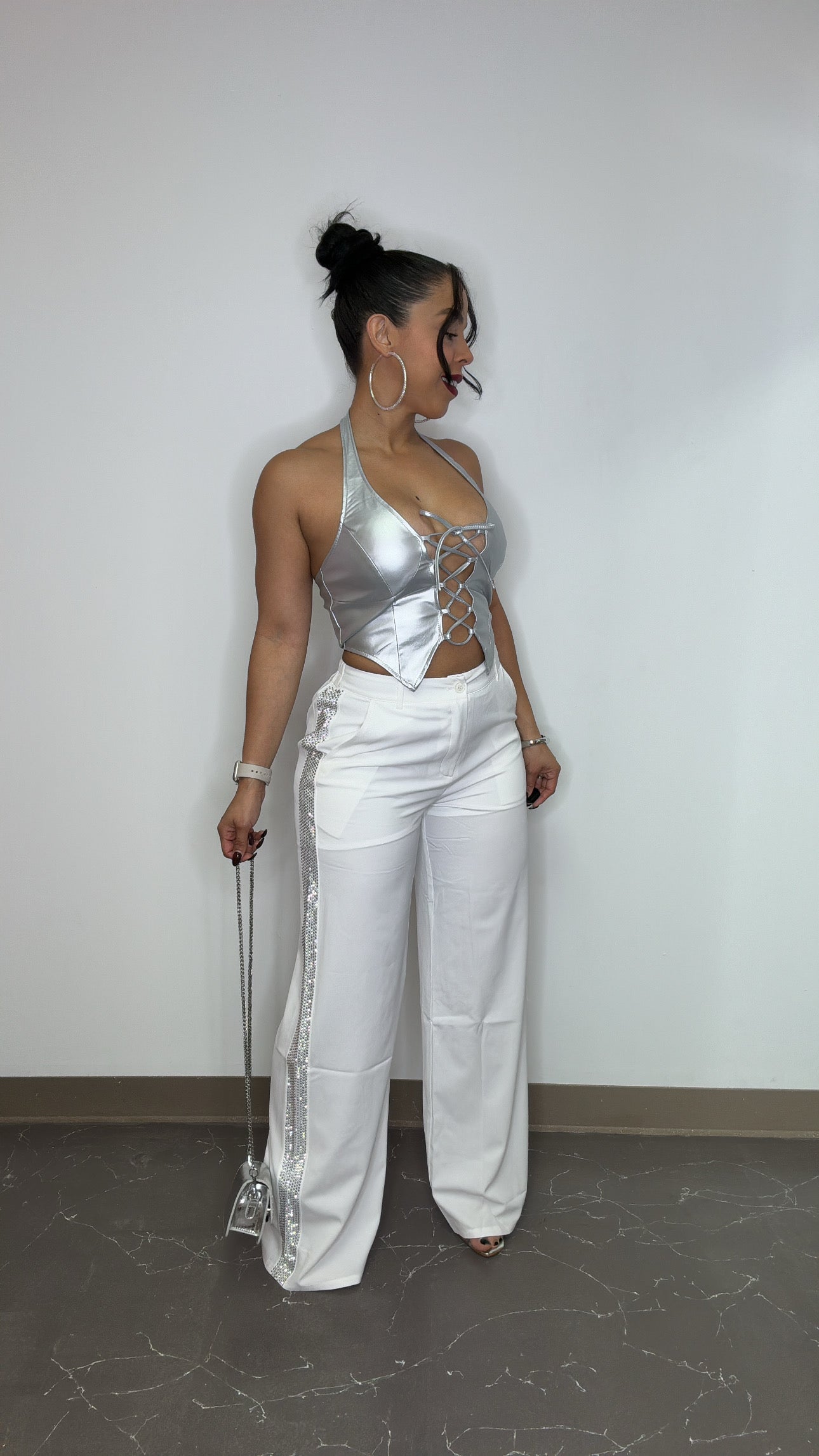 White Side Diamond Pant