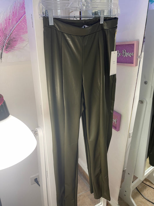 Leather olive pant